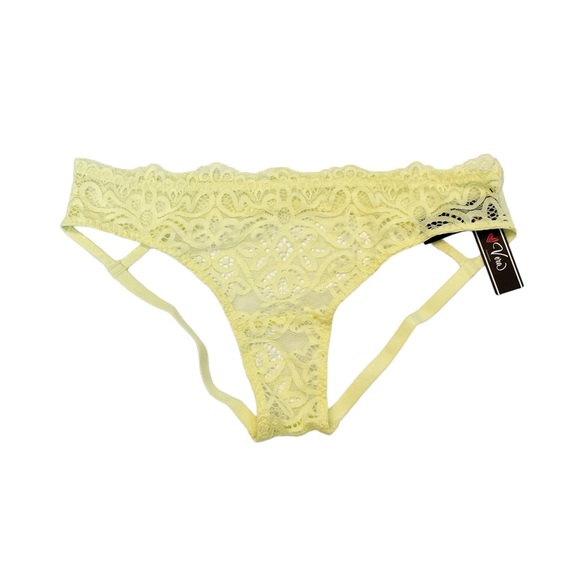 LOVE, VERA Lace & Mesh Open Back Panties Lemonade - Small - NWT - Picture 3 of 3